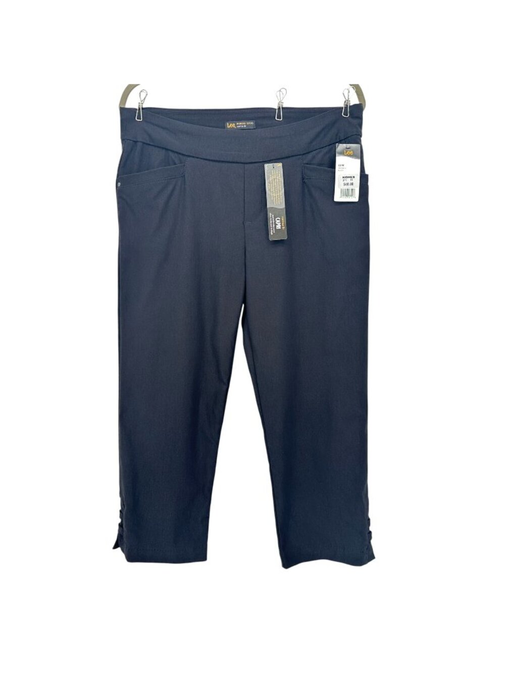 NEW Lee Womens 10 Medium Pants Capri Midrise Modern Series Black Pull On Black